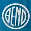 The emblem on Four ceramic mugs in red, yellow, green and blue, each carrying a white disc, The Bend Store, May 24, 2021.
