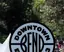 The emblem on Circular sign or sticker, outdoors, Downtown Bend Business Association, September 21, 2022.