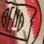 The emblem on Gift basket in reel frames: a disc magnet and a maroon mug carrying a white disc, The Bend Store, November 24, 2022.