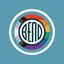 The emblem on The Summer Pride 2026 badge: the disc on teal inside Progress Pride colours, City of Bend, September 15, 2026.