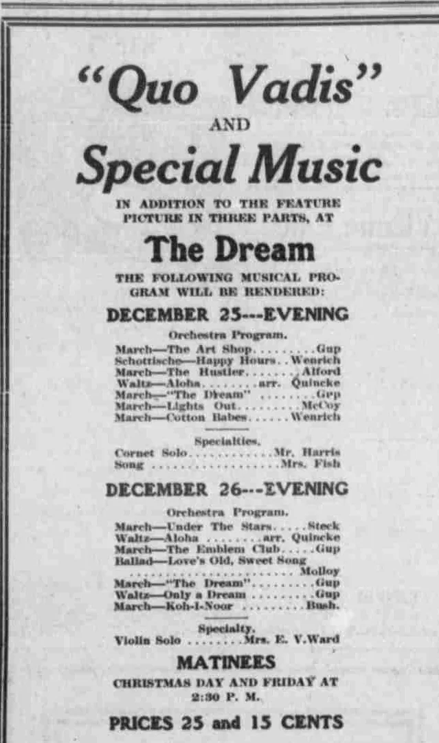 The Dream theatre’s Christmas program lists “The Emblem Club” march for December 26.