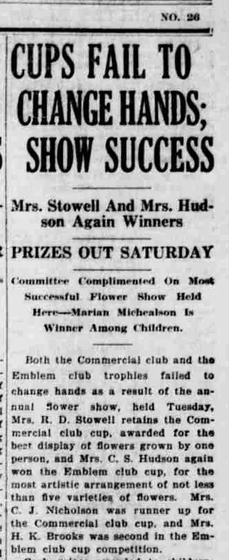 The report of the 1922 flower-show awards.