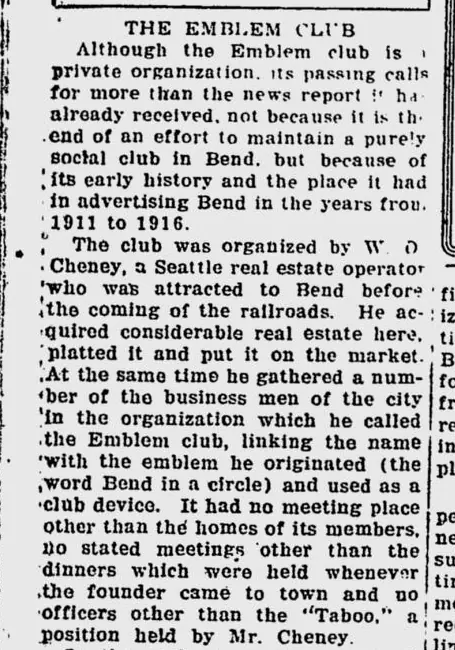 “The Emblem Club,” page 4: the editorial begins with Cheney’s early publicity club.