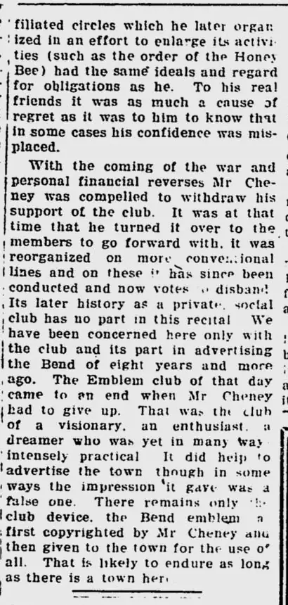 The conclusion in column 2: the social club disbands; the emblem remains.
