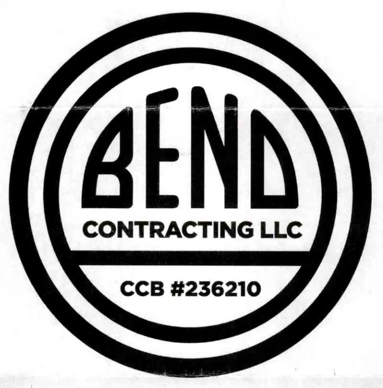 A black-and-white circular business badge reading BEND, CONTRACTING LLC and CCB #236210.