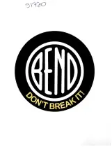 Black BEND letters within a circle, with the separate gold slogan DON’T BREAK IT! below.