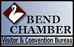 A red diamond containing a white swan, beside the words Bend Chamber, Visitor and Convention Bureau.