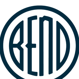 The same emblem drawn as a dark blue outline, the letters open rather than filled, on a transparent ground.