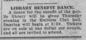 The invitation to the library-benefit dance.