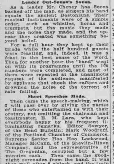 The account continues with whistles, horns, trumpets and speeches.