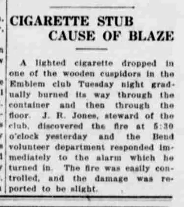 The short report of the clubhouse fire.