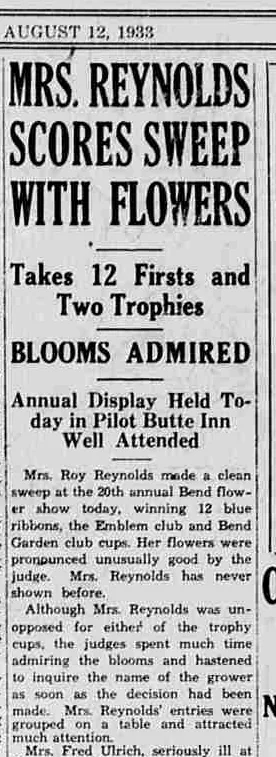 The flower-show report celebrates Mrs. Reynolds’ awards.