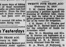 A newspaper retrospective column headed “Twenty five years ago”, recalling a dancing party at the Emblem club honouring Lt. B. A. Stover.