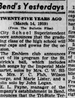 A newspaper retrospective column recalling that the Emblem club announced part of its programme for the St Patrick's ball.