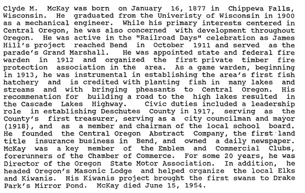 The biographical passage about Clyde McKay.