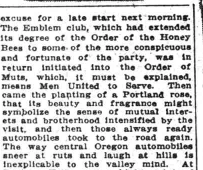 A passage describing the rose planting and the exchange of club honors.