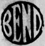 A newspaper business directory banner reading “WHO’S WHO in BEND” in heavy slab-serif capitals, with a circular BEND device at each end and the headings Beauty Shop, Restaurants and Bend-Portland Truck Service beginning beneath it.