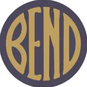 Broad gold BEND letters within a dark blue circle.