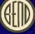 A dark blue header panel with a cream roundel enclosing the word BEND in narrow letters, above the words VISITOR & CONVENTION BUREAU.