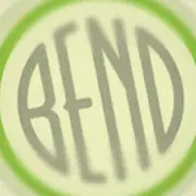 A round disc with an off-white face and a bright green outer ring, the word BEND across it in grey capitals.