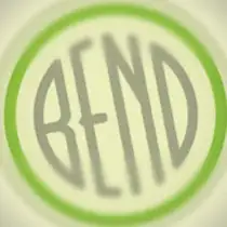 A round disc with an off-white face and a bright green outer ring, the word BEND across it in grey capitals.
