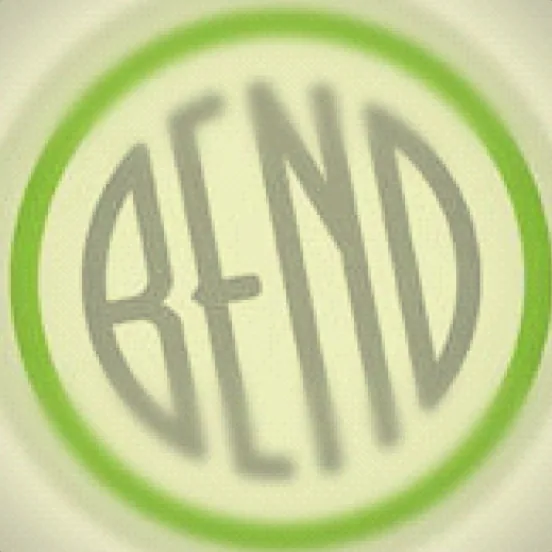 A round disc with an off-white face and a bright green outer ring, the word BEND across it in grey capitals.