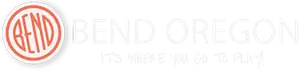 An orange ring enclosing the word BEND in narrow letters, the third a capital N, beside the words BEND OREGON.